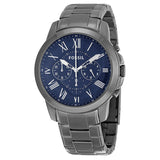 Fossil Grant Chronograph Dark Blue Dial Smoke Ion-plated Watch - FS4831