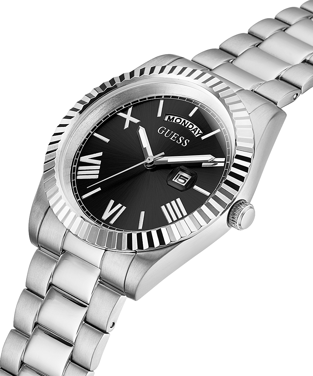 Guess Connoisseur Silver Tone Black Dial Menβs Watch GW0265G1 - Watch