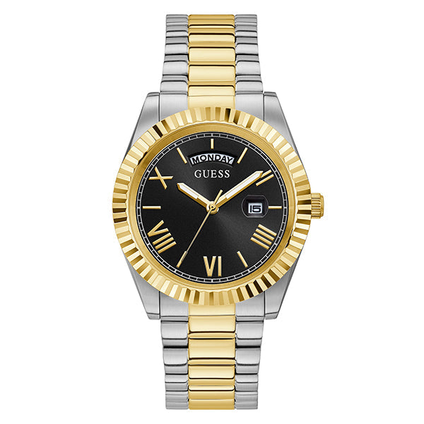 Guess Watch Connoisseur Two-Tone Stainless Steel Black Dial Men's Watch GW0265G5 - The Watches Men & CO