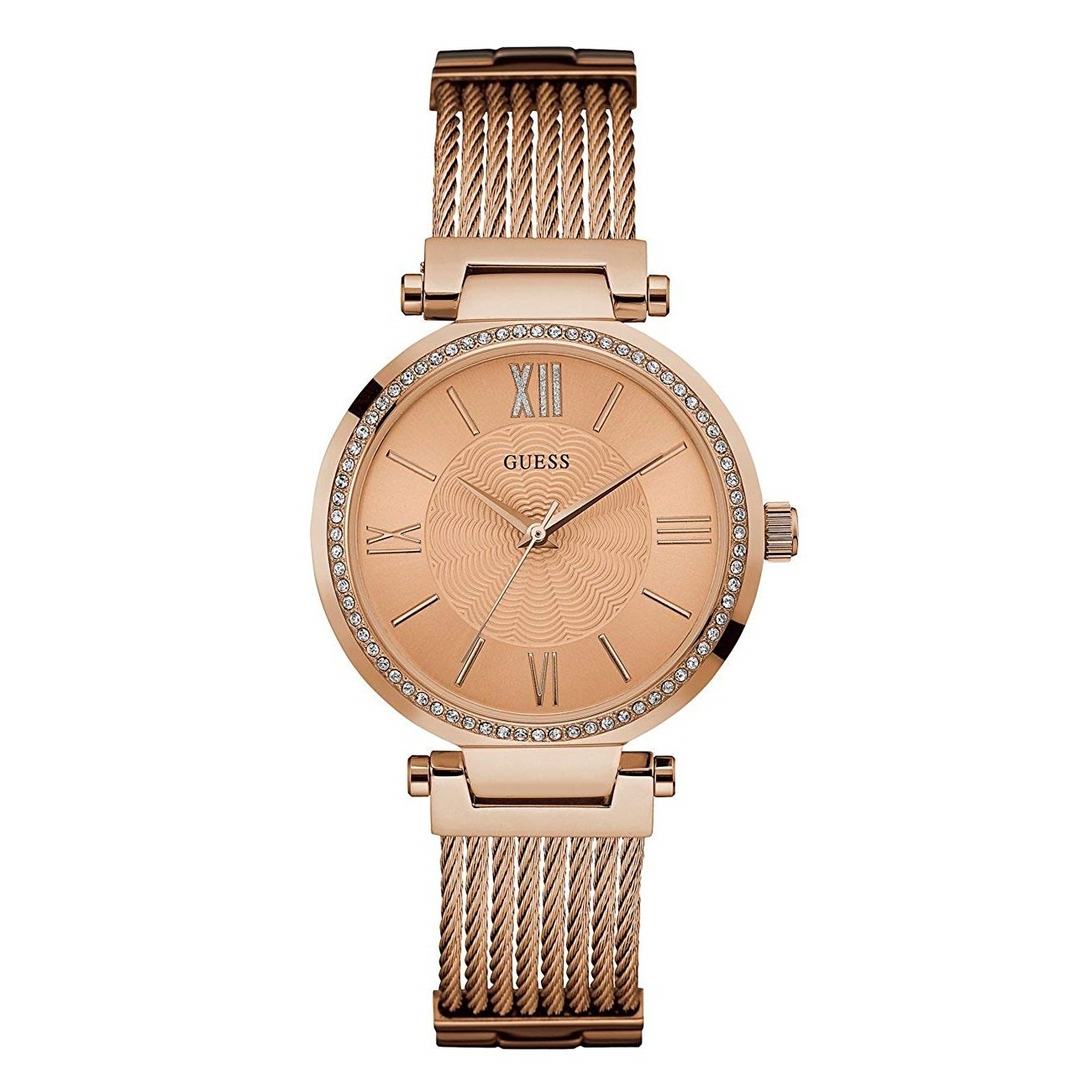 Guess Diamond Rose Gold Ladies Watch W0638L4 - The Watches Men & CO