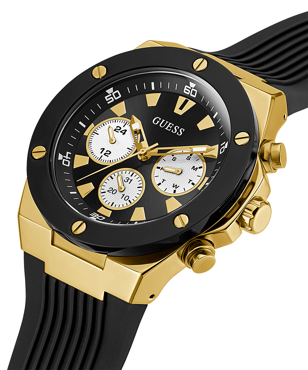 Guess Gold Case Black Strap Menβs Watch GW0057G1 - Watch