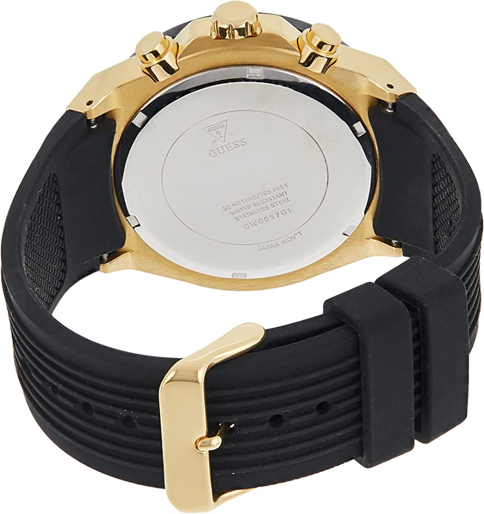 Guess Gold Case Black Strap Menβs Watch GW0057G1 - Watch