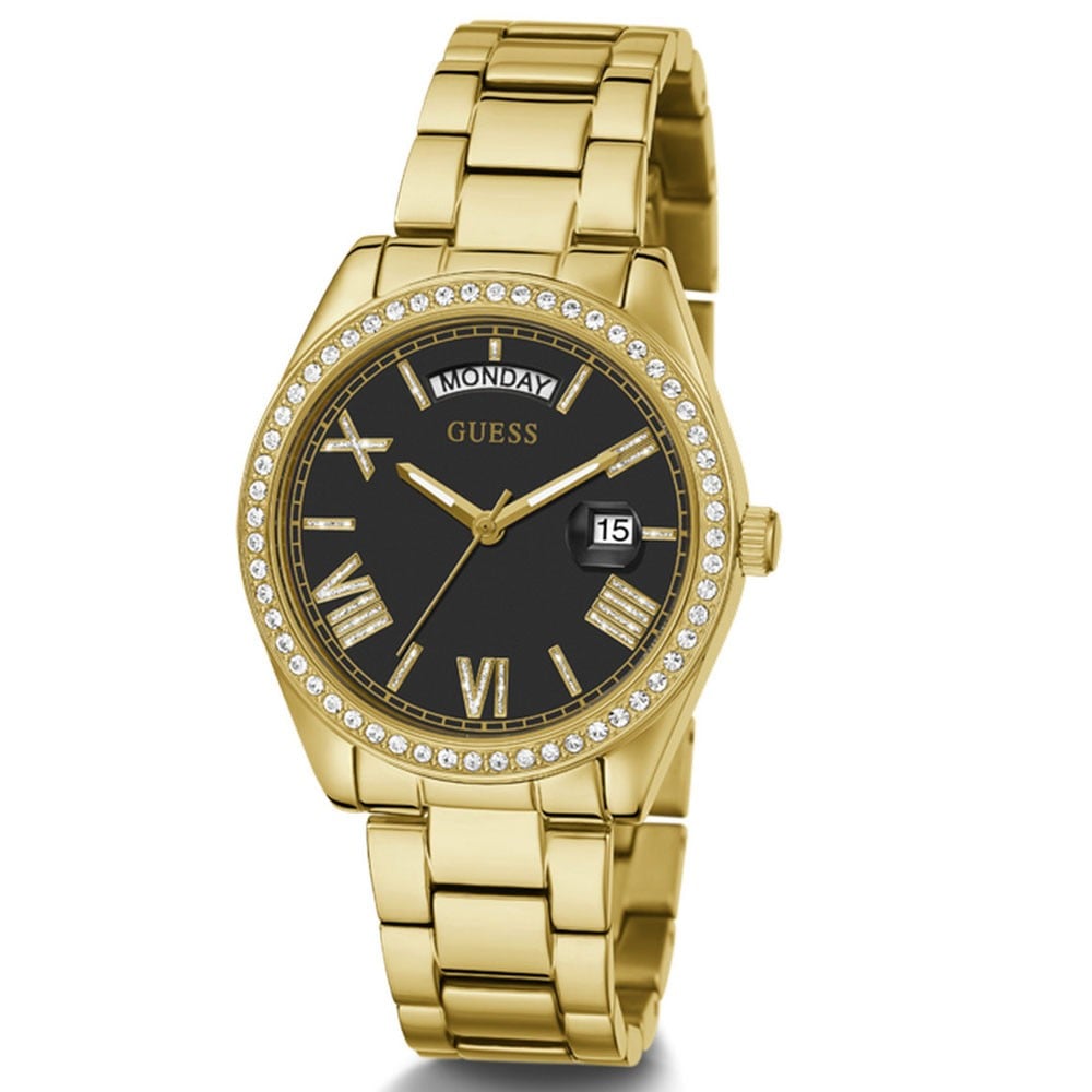 Guess Luna Gold Tone Black Dial Womenβs Watch GW0307L2 - Watch