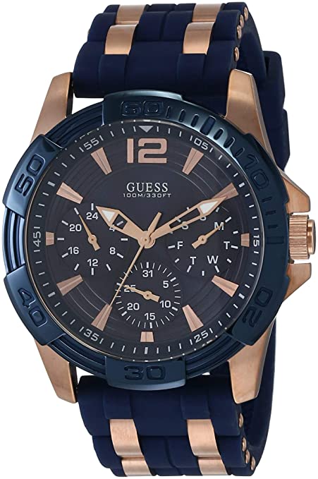 Guess Oasis Blue Dial Blue Rubber Menβs Watch W0366G4 - Watch