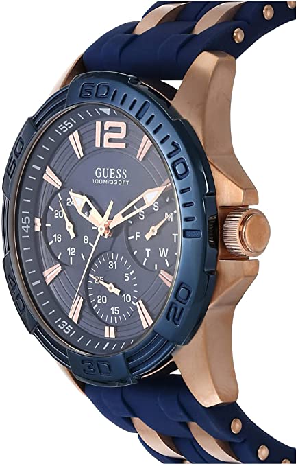 Guess Oasis Blue Dial Blue Rubber Menβs Watch W0366G4 - Watch