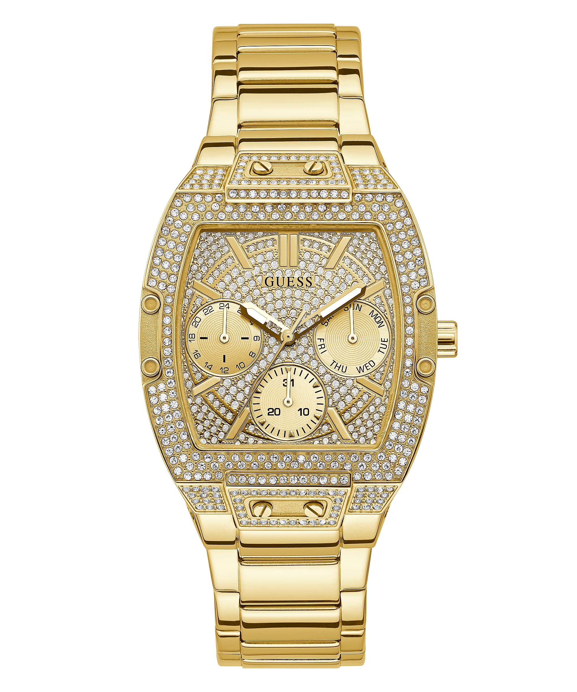 Guess Pave Gold Dial Womenβs Watch GW0104L2 - Watch