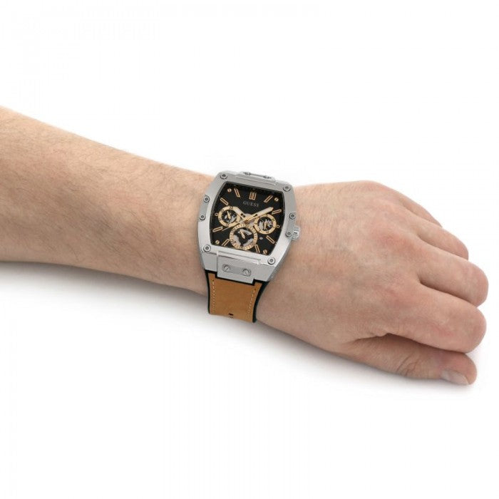Guess Phoenix Beige Leather Strap Menβs Watch GW0202G3 - Watch