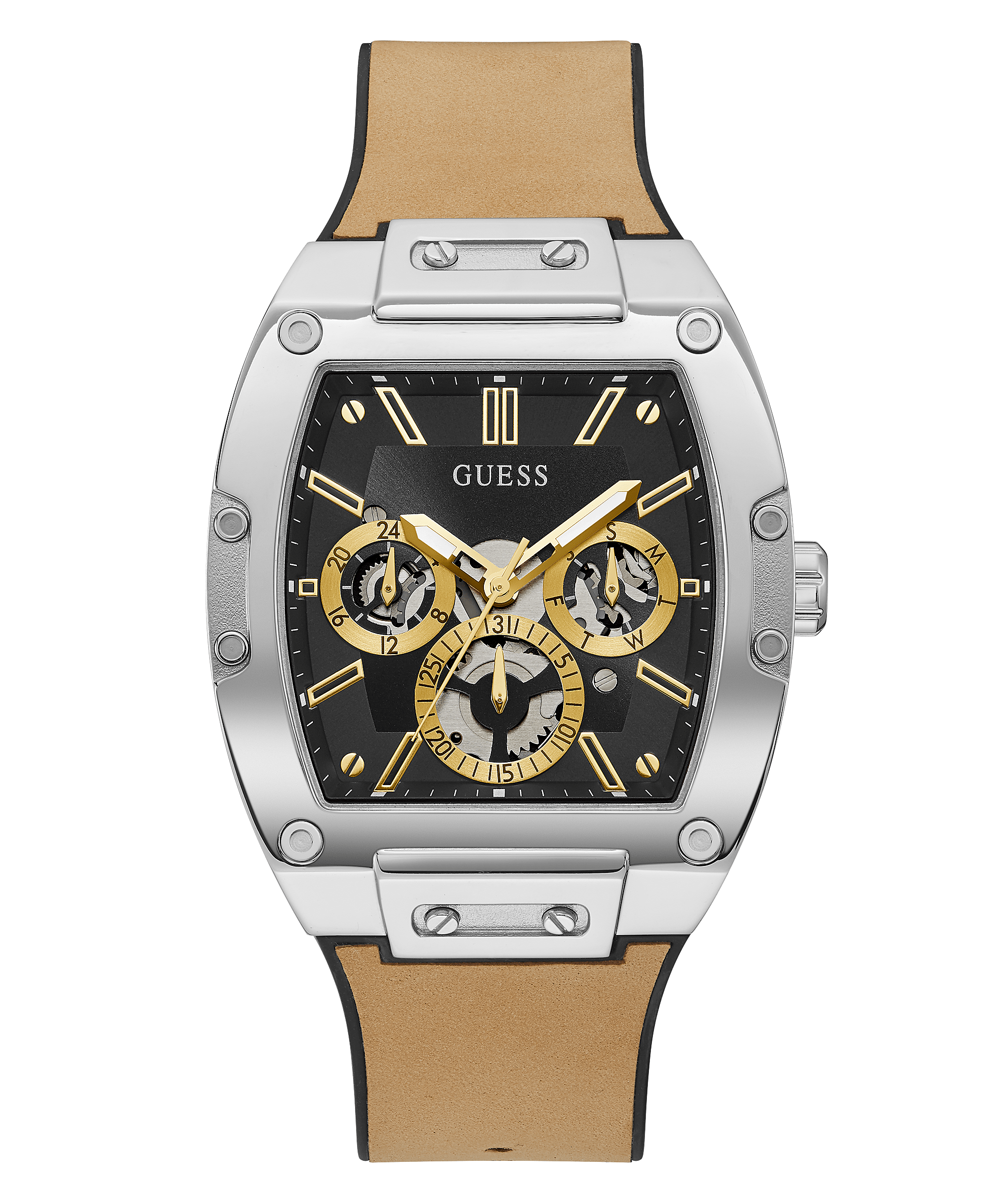 Guess Phoenix Beige Leather Strap Menβs Watch GW0202G3 - Watch