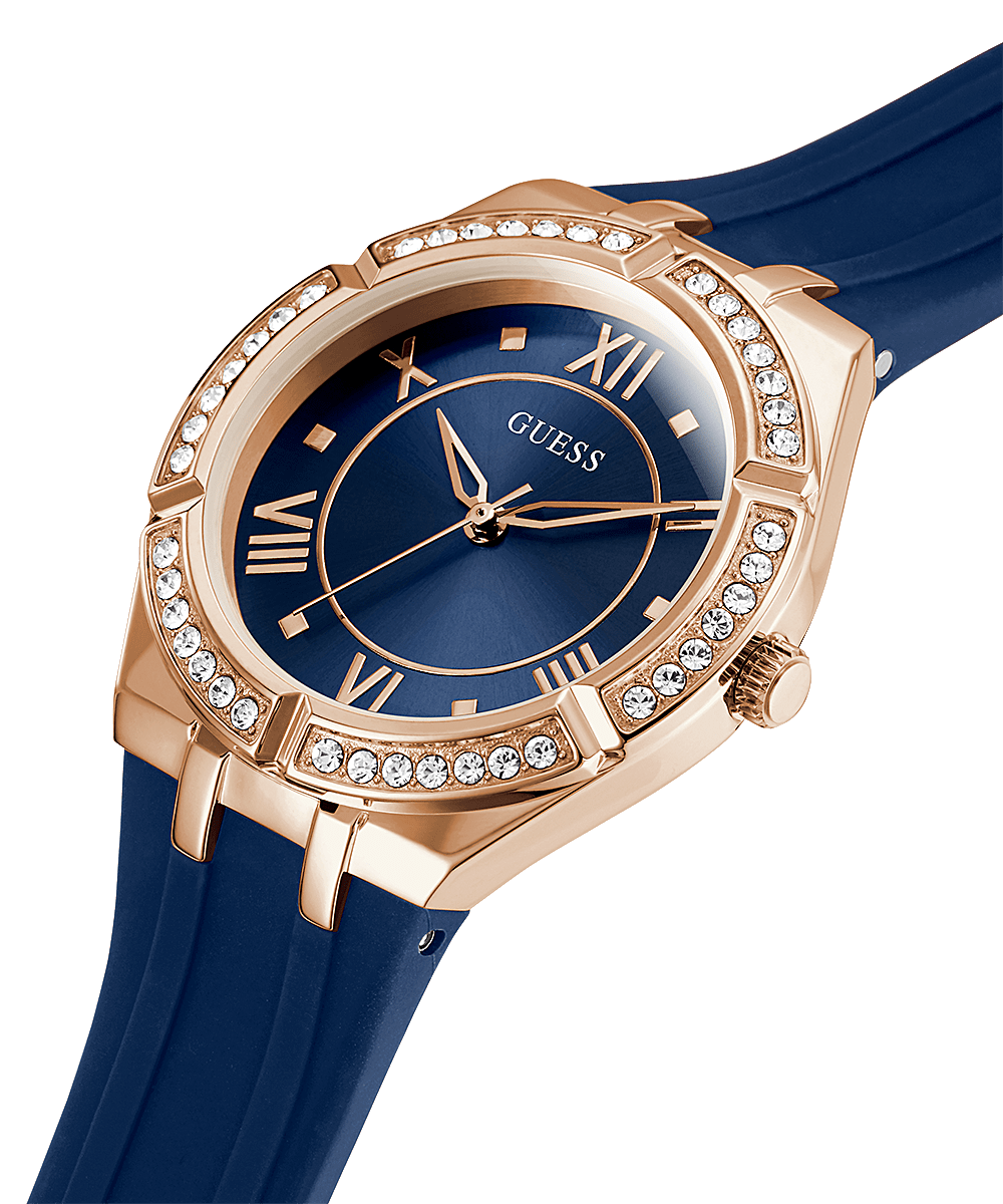 Guess Rose Gold Cosmo Blue Strap Womenβs Watch GW0034L4 - Watch
