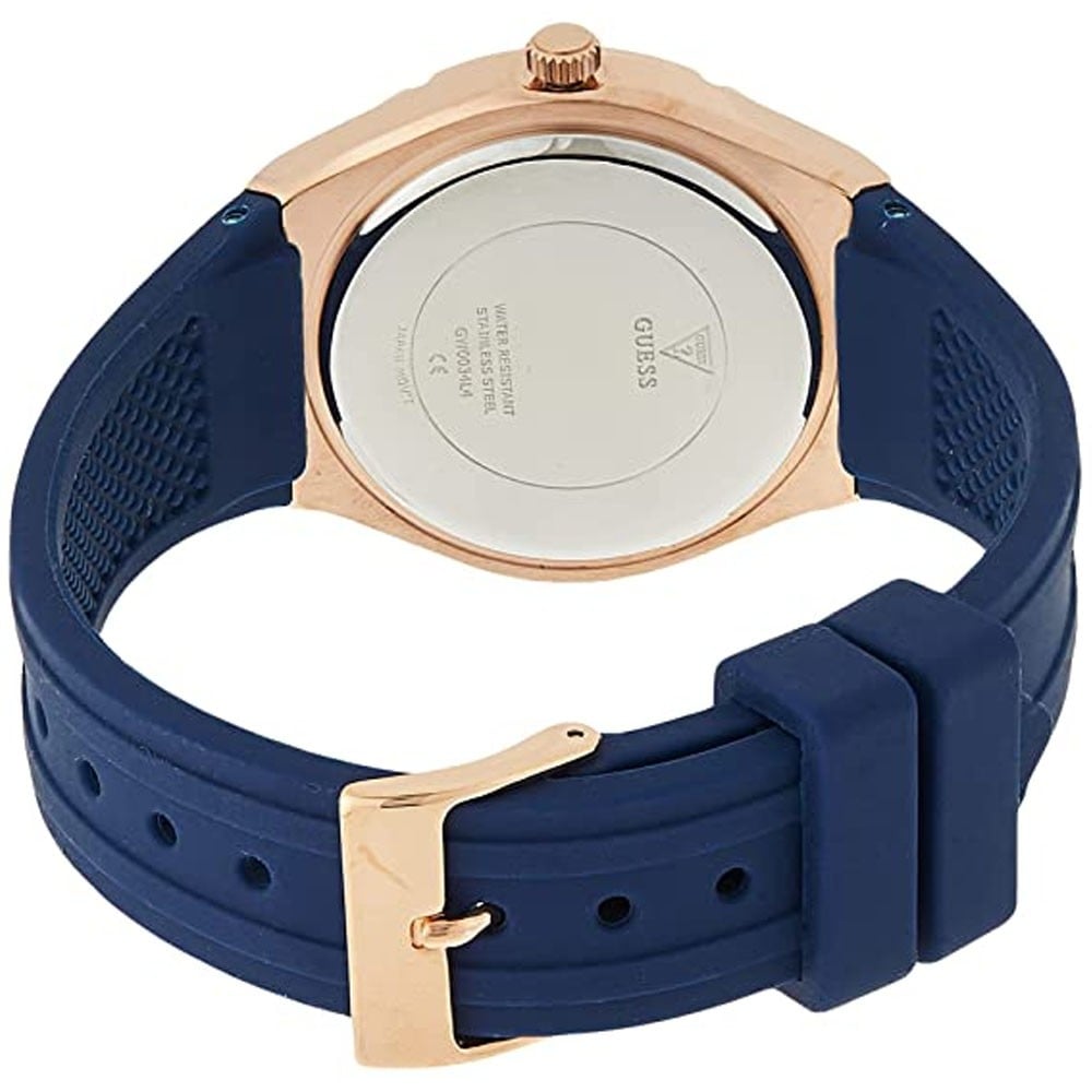 Guess Rose Gold Cosmo Blue Strap Womenβs Watch GW0034L4 - Watch