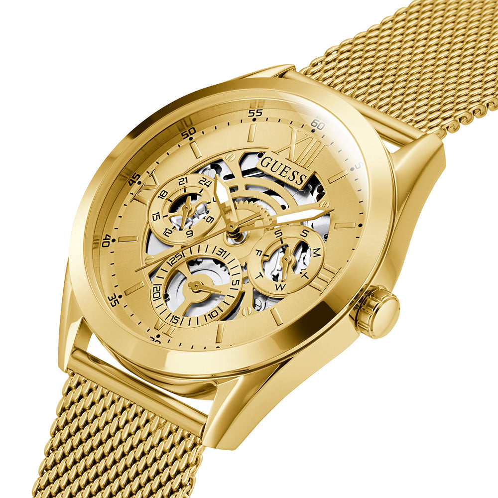 Guess Tailor Gold Tone Mesh Strap Menβs Watch GW0368G2 - Watch