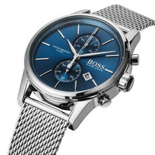 Hugo Boss Jet Chronograph Blue Dial Silver Mesh Bracelet Watch for Men - 1513441