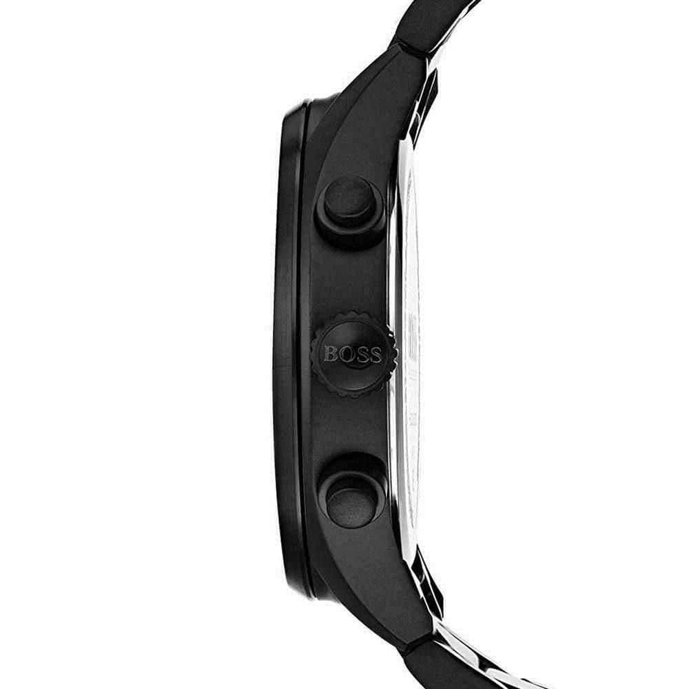 Hugo Boss Chronograph Grand Central black watch side profile showing chronograph pushers