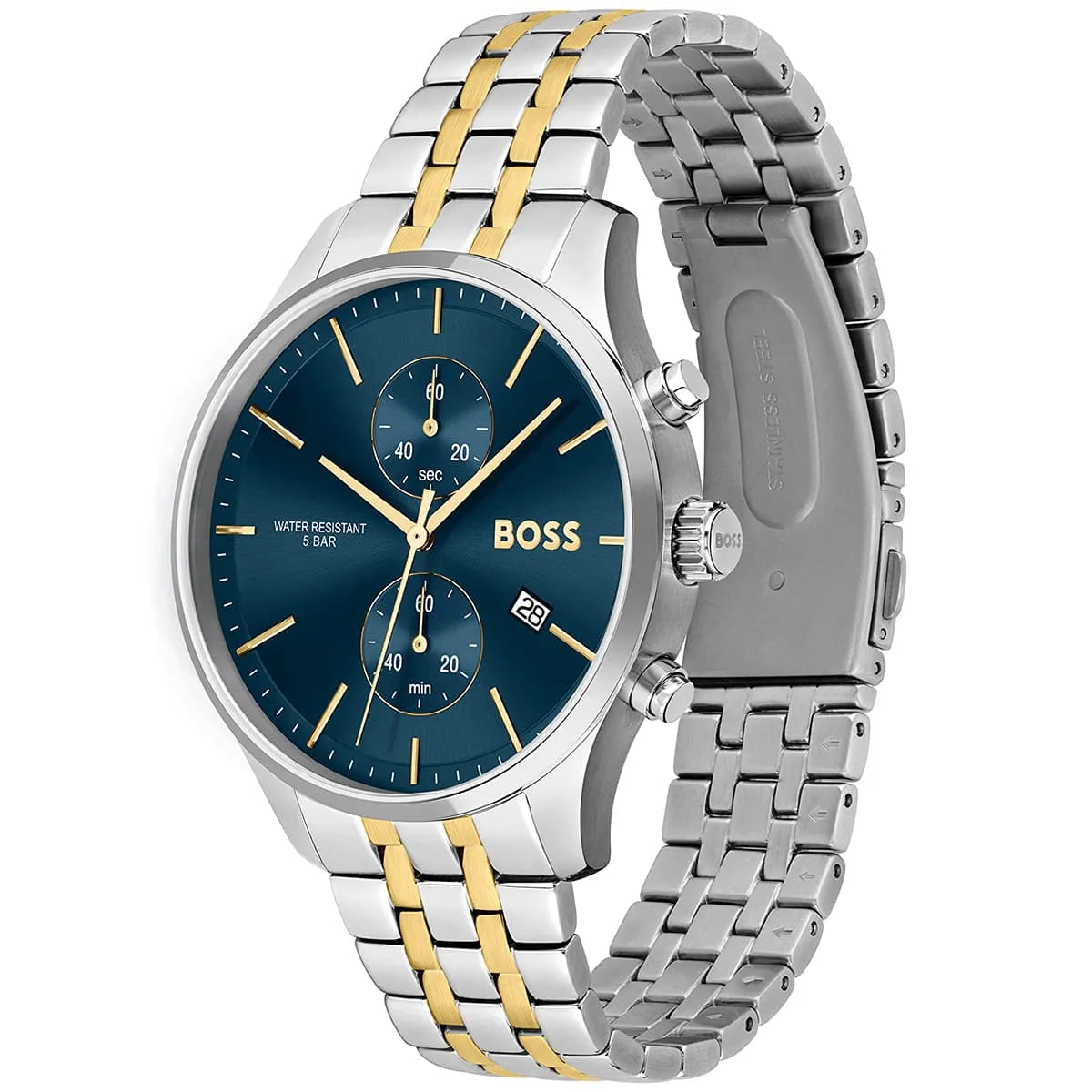 Hugo Boss Associate Chronograph Blue Dial Two Tone Steel Strap Watch for Men - 1513976