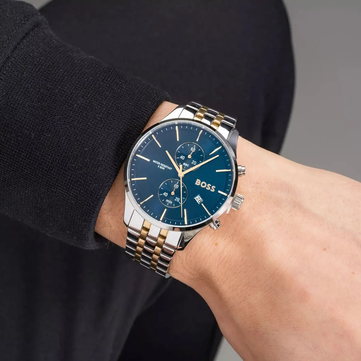 Hugo Boss Associate Chronograph Blue Dial Two Tone Steel Strap Watch for Men - 1513976