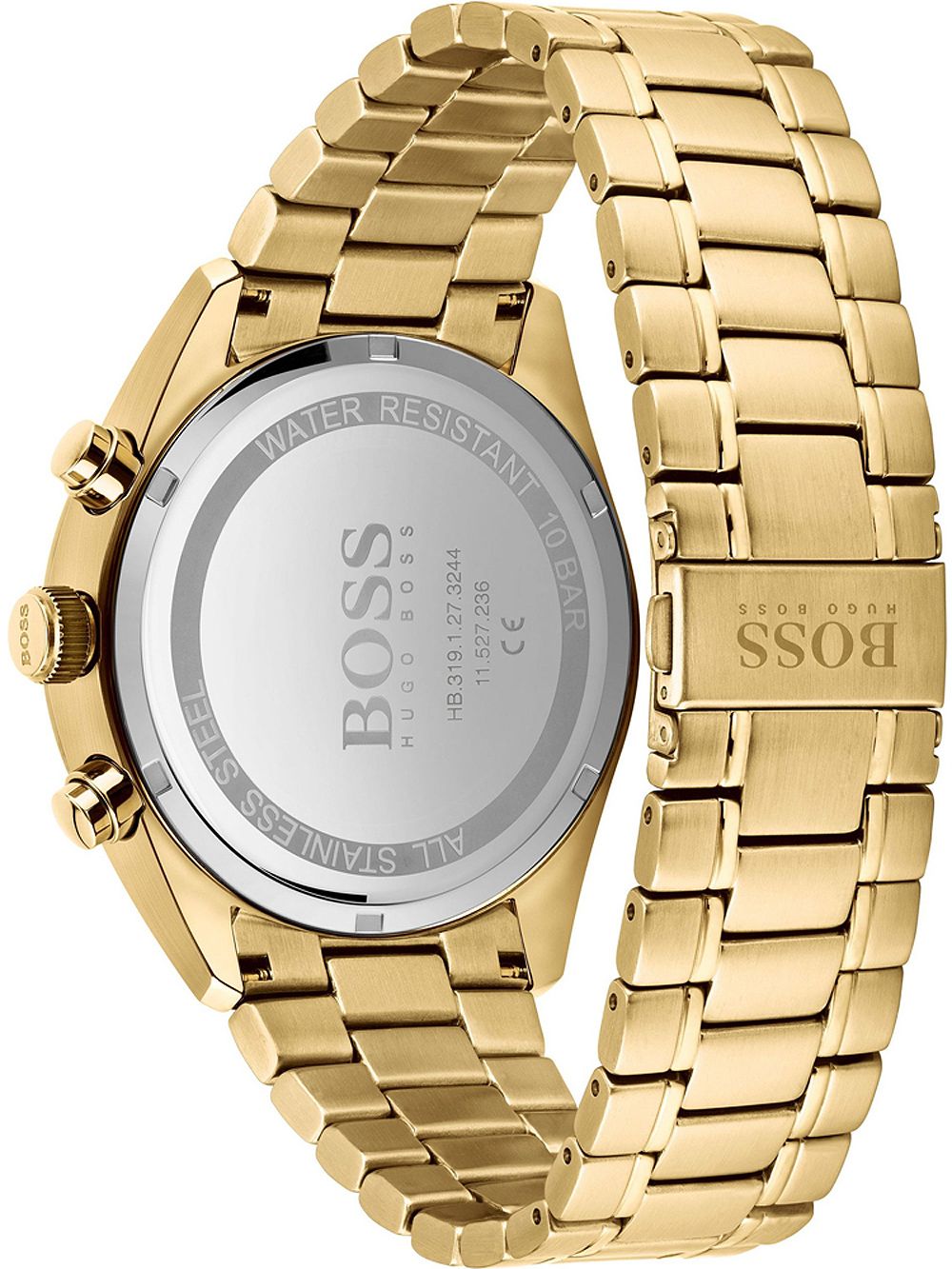 Hugo Boss Champion caseback showing BOSS logo and water resistance engraving