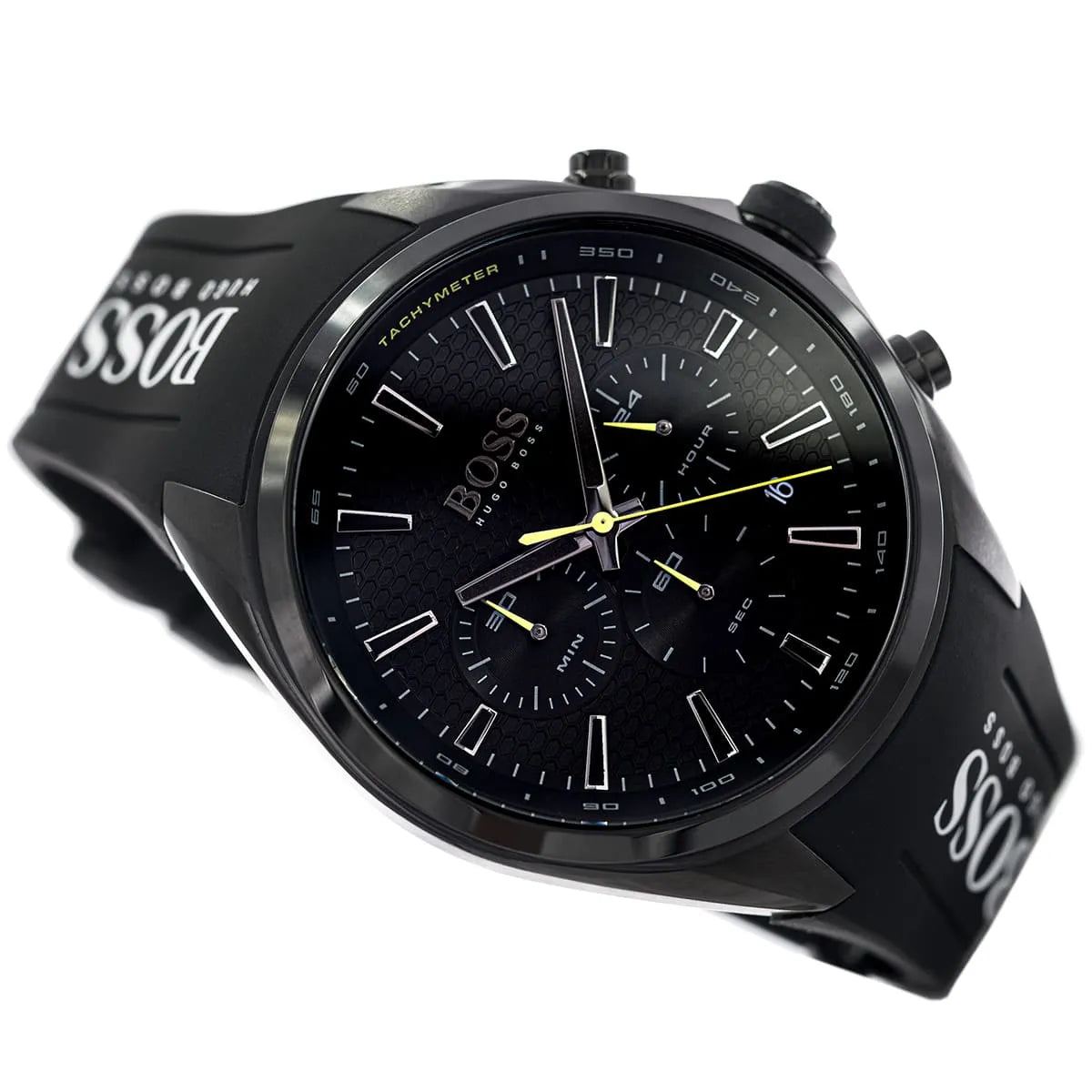Hugo Boss Distinct Chronograph Black Dial Black Silicone Strap Watch for Men - 1513859
