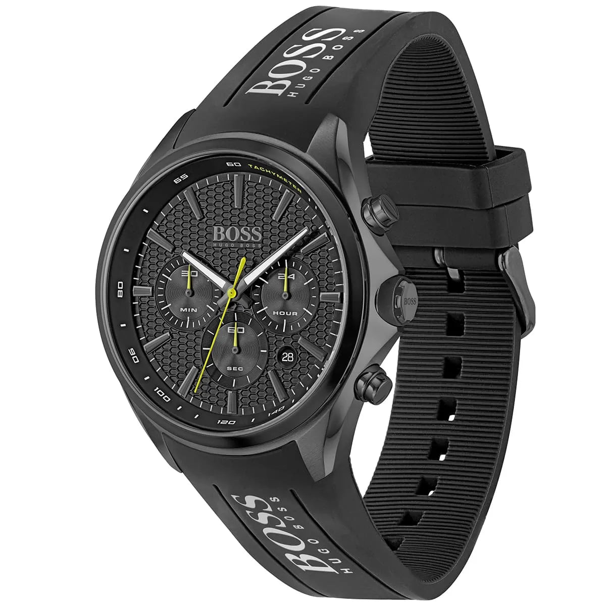 Hugo Boss Distinct Chronograph Black Dial Black Silicone Strap Watch for Men - 1513859