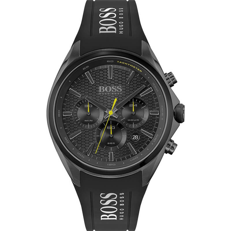 Hugo Boss Distinct Chronograph Black Dial Black Silicone Strap Watch for Men - 1513859