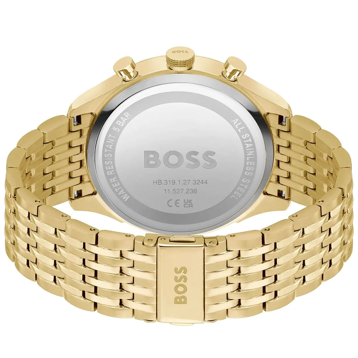 Hugo Boss Gregor Chronograph Grey Dial Gold Steel Strap Watch For Men - 1514051