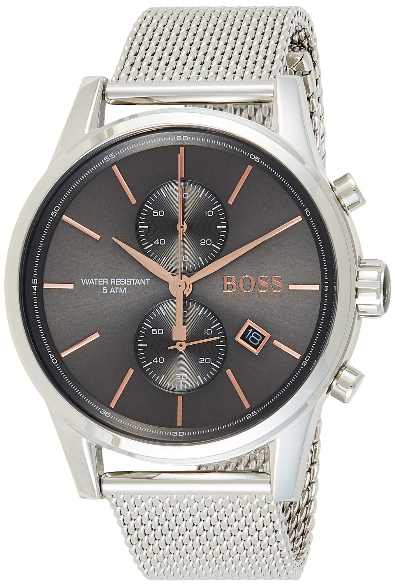 Hugo Boss Jet Chronograph Grey Dial Silver Mesh Bracelet Watch for Men - 1513440 1513440 - Image 2