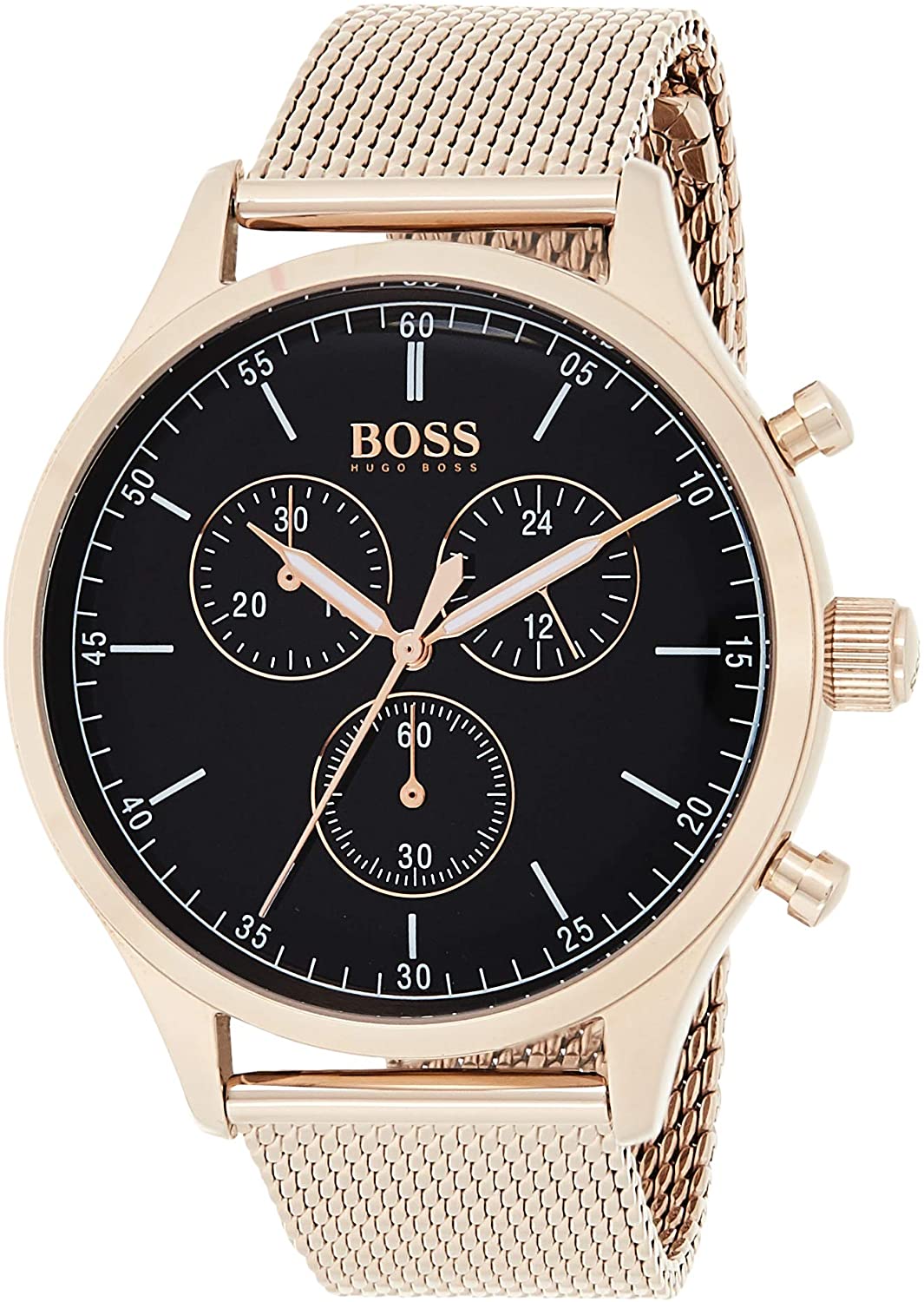 Hugo Boss Men's Companion Rose Gold-Tone Steel Bracelet Watch HB1513548 - The Watches Men & CO