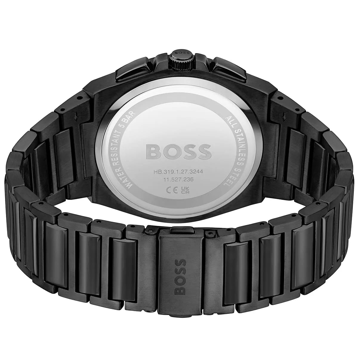 Hugo Boss Steer Chronograph Brown Dial Black Steel Strap Watch For Men - 1514043