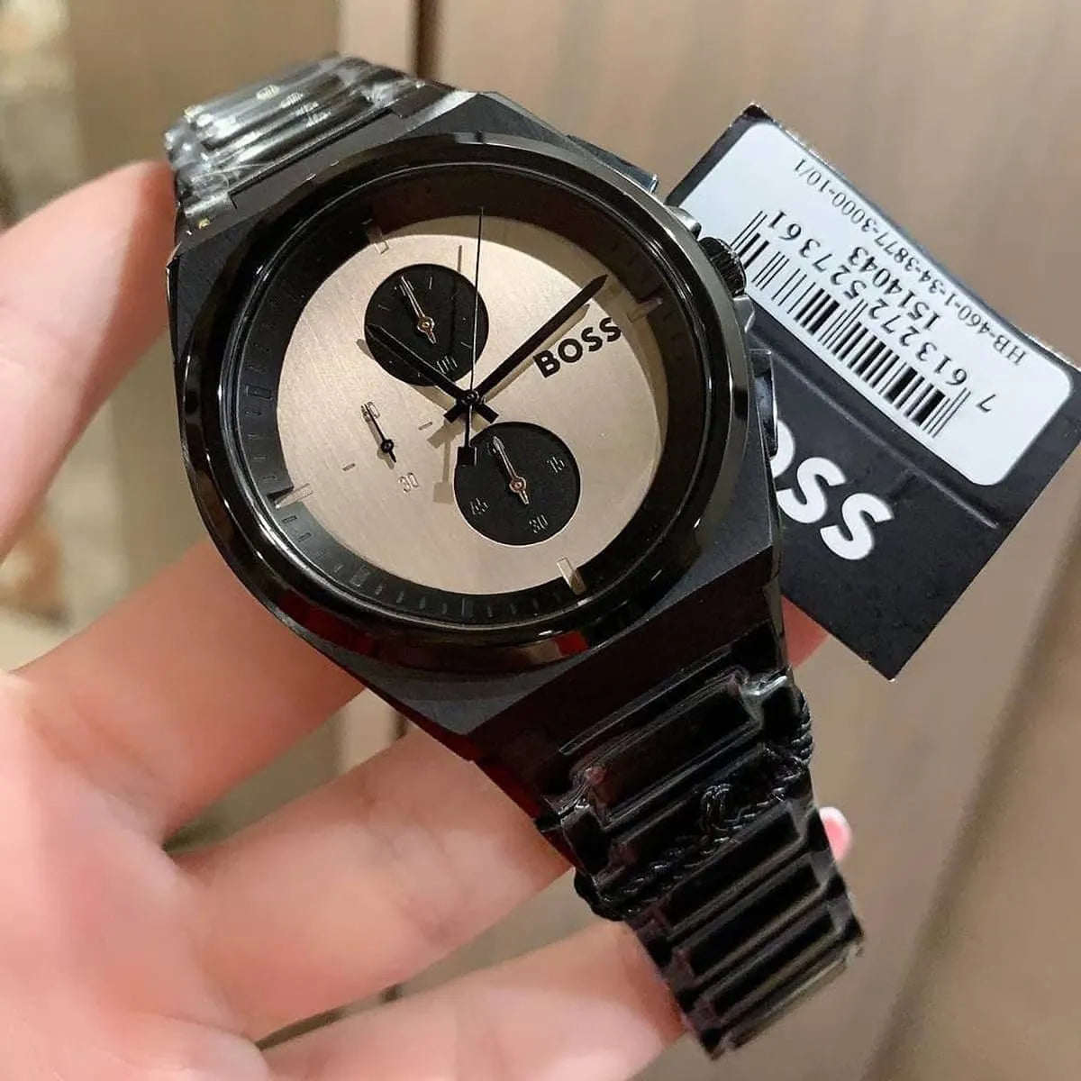 Hugo Boss Steer Chronograph Brown Dial Black Steel Strap Watch For Men - 1514043