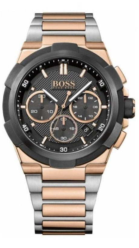 Hugo Boss Supernova Chronograph Black Dial Two Tone Steel Strap Watch for Men - 1513358