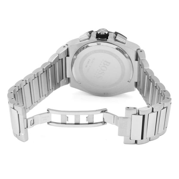 Case back view of Hugo Boss Supernova watch with stainless steel bracelet