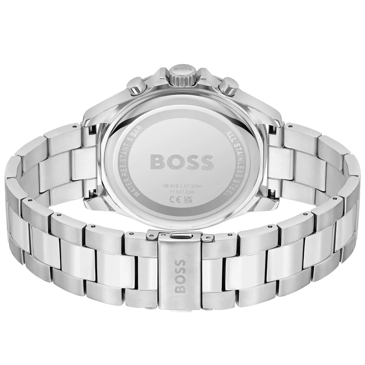 Hugo Boss Troper Chronograph Black Dial Silver Steel Strap Watch For Men - 1514101