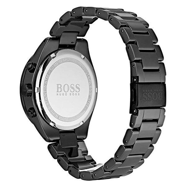 HUGO BOSS Trophy Chronograph Black Dial Black Steel Strap Watch for Men - 1513675