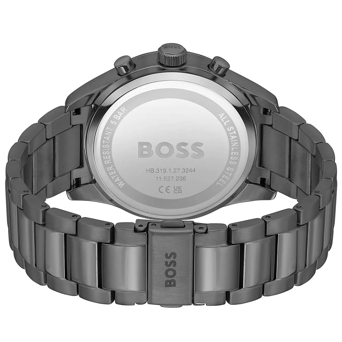 Hugo Boss View Chronograph Grey Dial Grey Steel Strap Watch For Men - 1513991