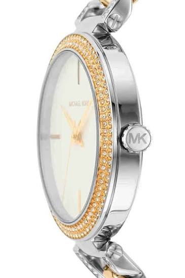 Michael Kors Catelyn Three-Hand Crystals Silver Dial Two Tone Steel Strap Watch MK4633