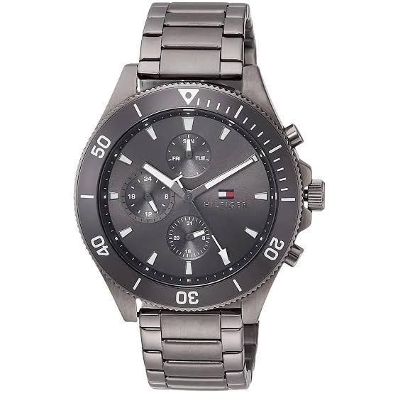 Tommy Hilfiger Larson Chronograph Grey Dial Silver Steel Strap Men's Watch - 1791918
