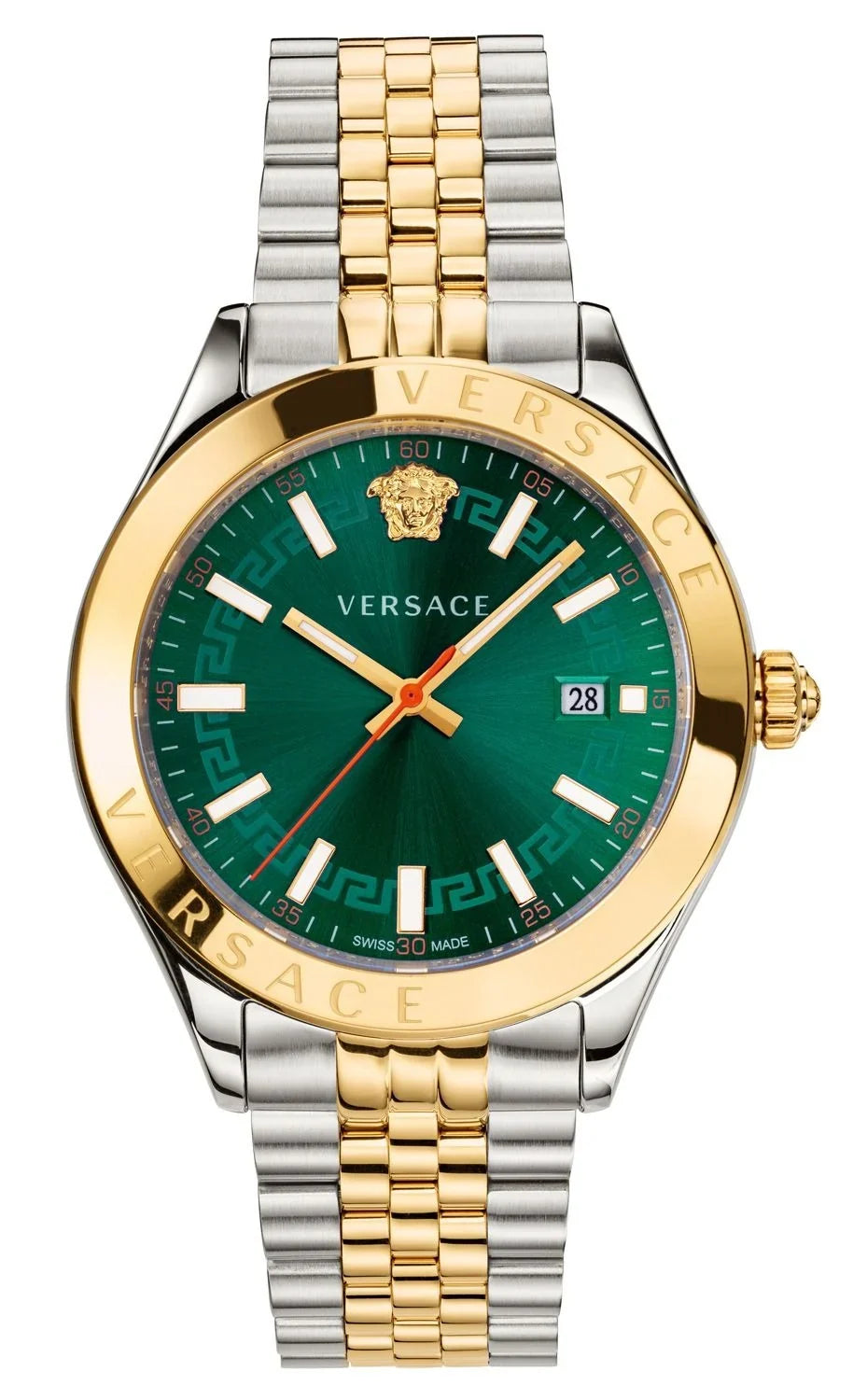 Versace Hellenyium Quartz Green Dial Two Tone Steel Strap Women's Watch - VEHU00420