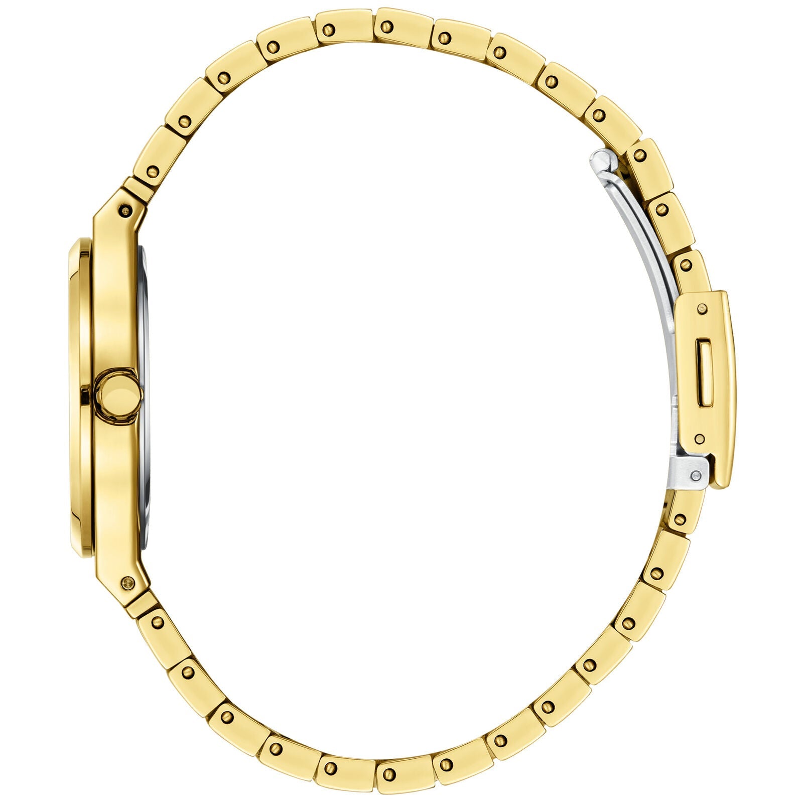 Lee Cooper Classic Date Window gold bracelet side view with links and clasp
