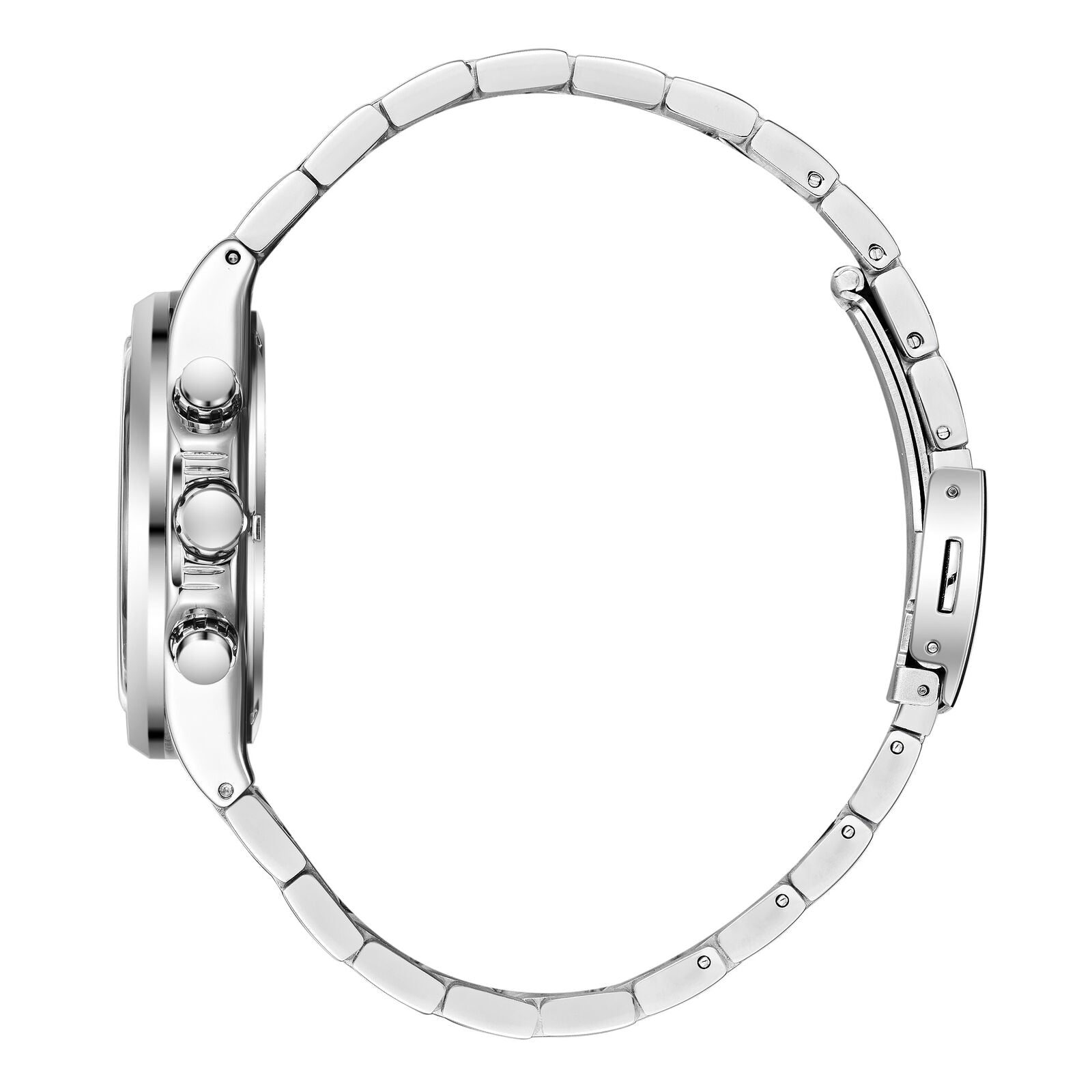 Lee Cooper Gauthier watch side profile showing two-tone bracelet and chronograph pushers