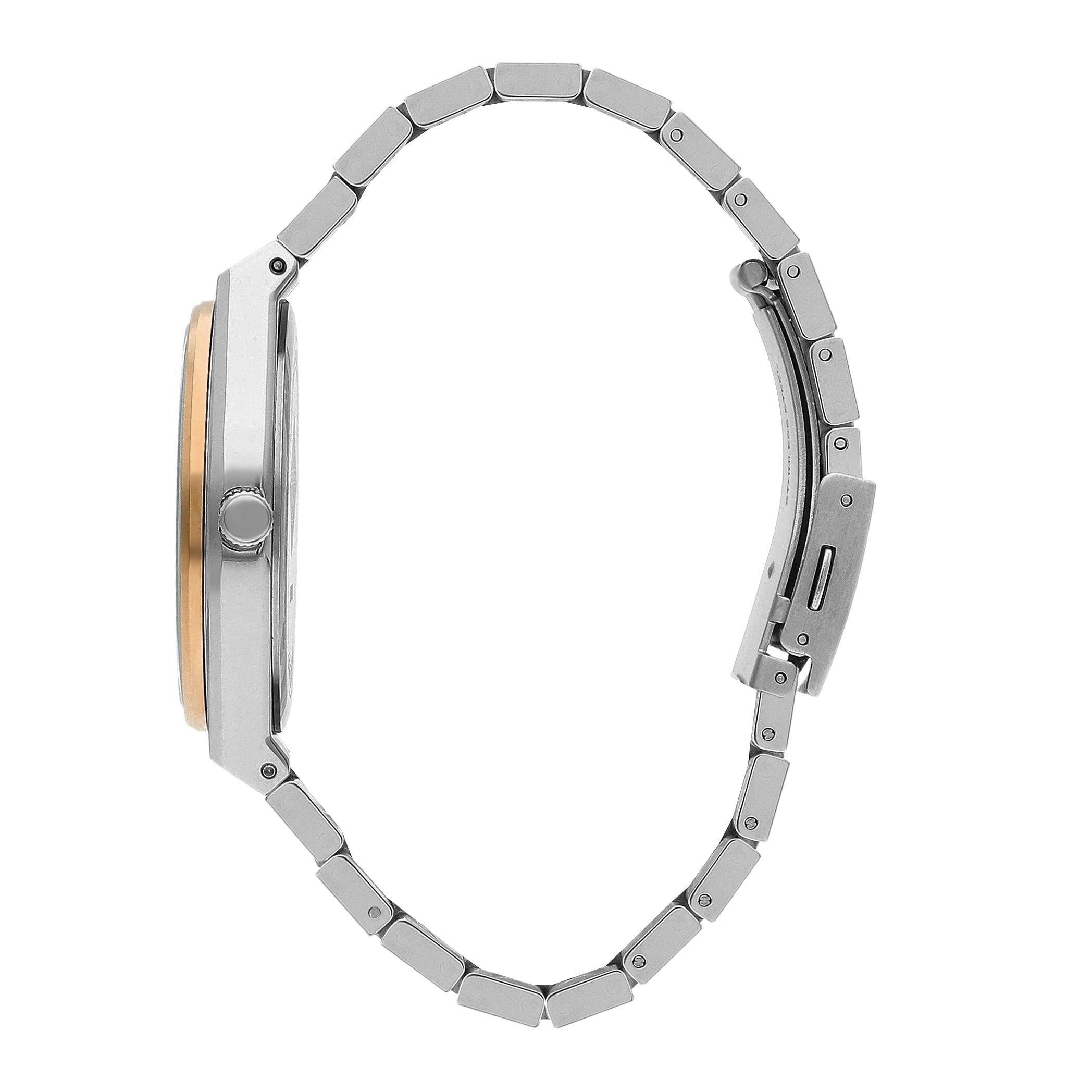 Lee Cooper LC07608.530 watch side view showing two-tone bracelet and rose gold bezel