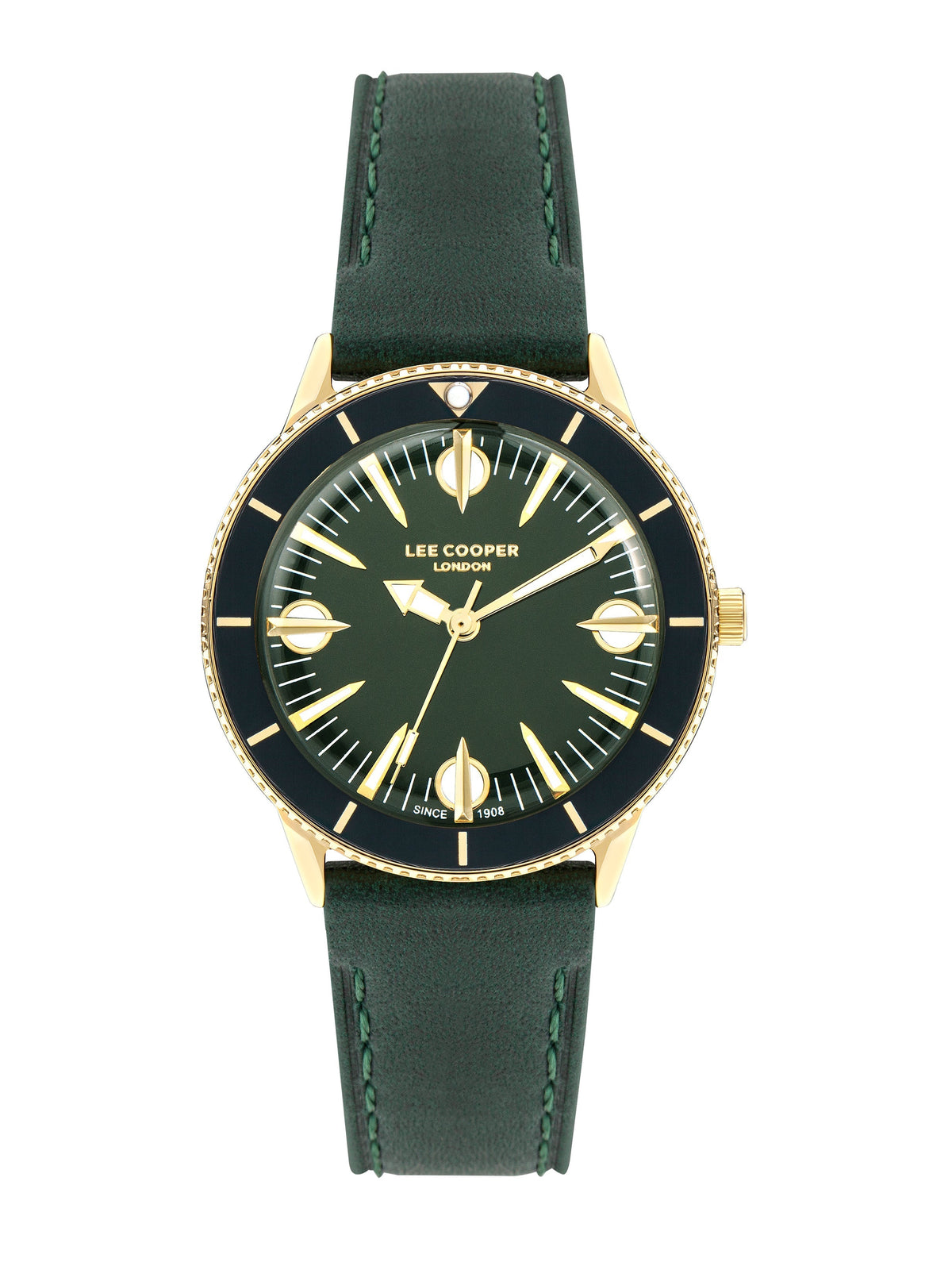 Lee Cooper LC07932.177 women's 36mm watch with green dial and green leather strap