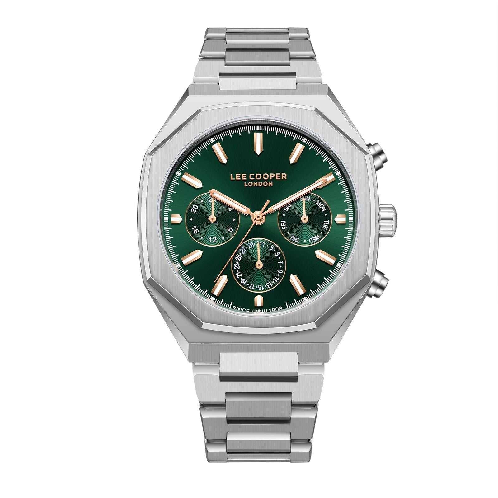 Lee Cooper Multifunction Green Dial Silver Men's Watch - LC08045.370