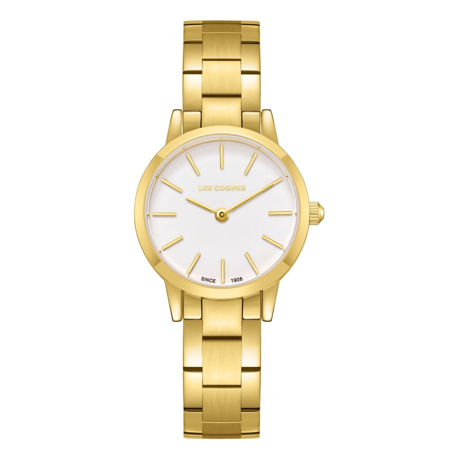 Lee Cooper LC08098.120 gold watch with white MOP dial and crystal hour markers