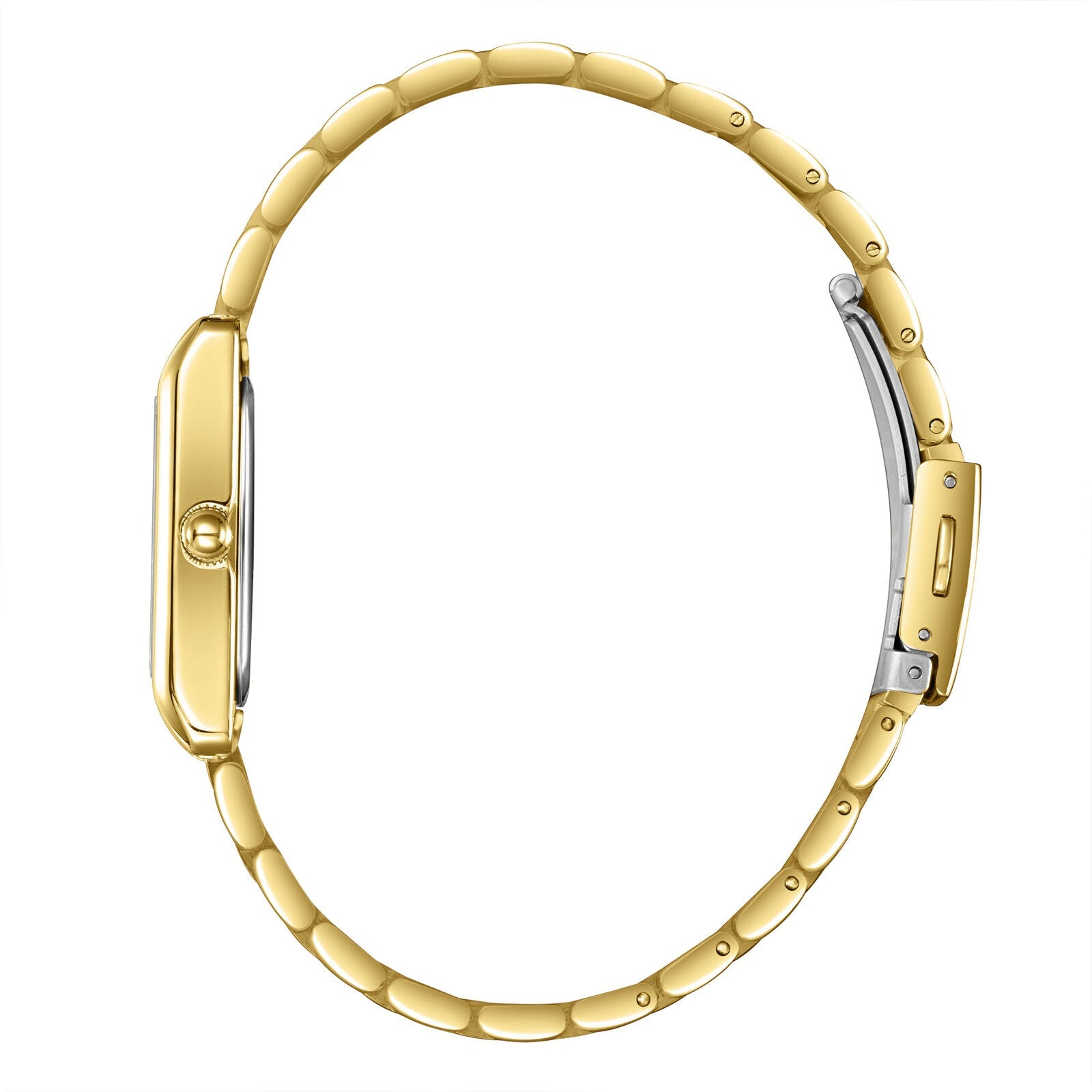 Lee Cooper gold watch side view displaying bracelet links and case profile