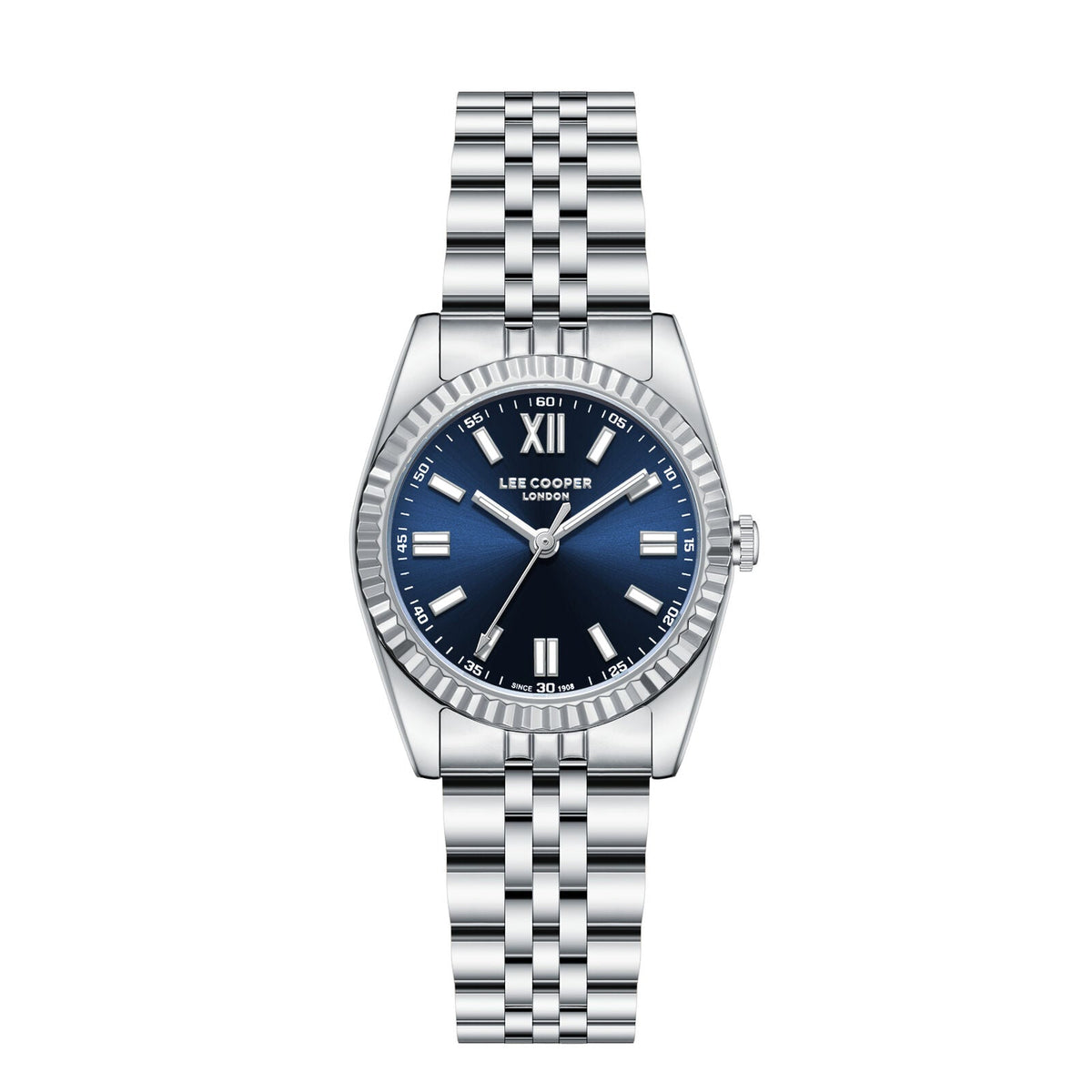 Lee Cooper LC08303.390 watch with blue dial and silver-tone bracket strap
