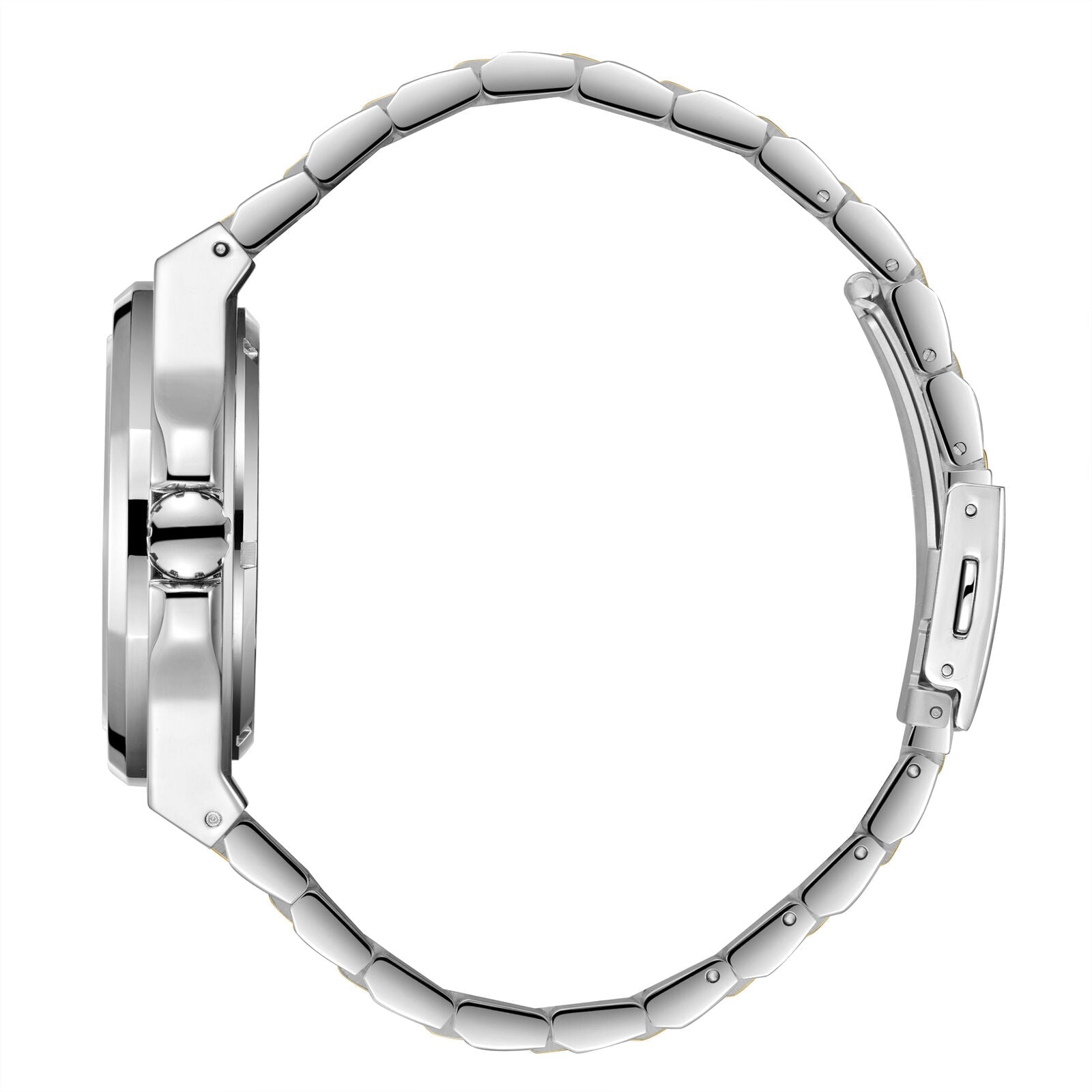 Side profile of Lee Cooper LC08368.230 watch showing two-tone metal bracelet and case thickness