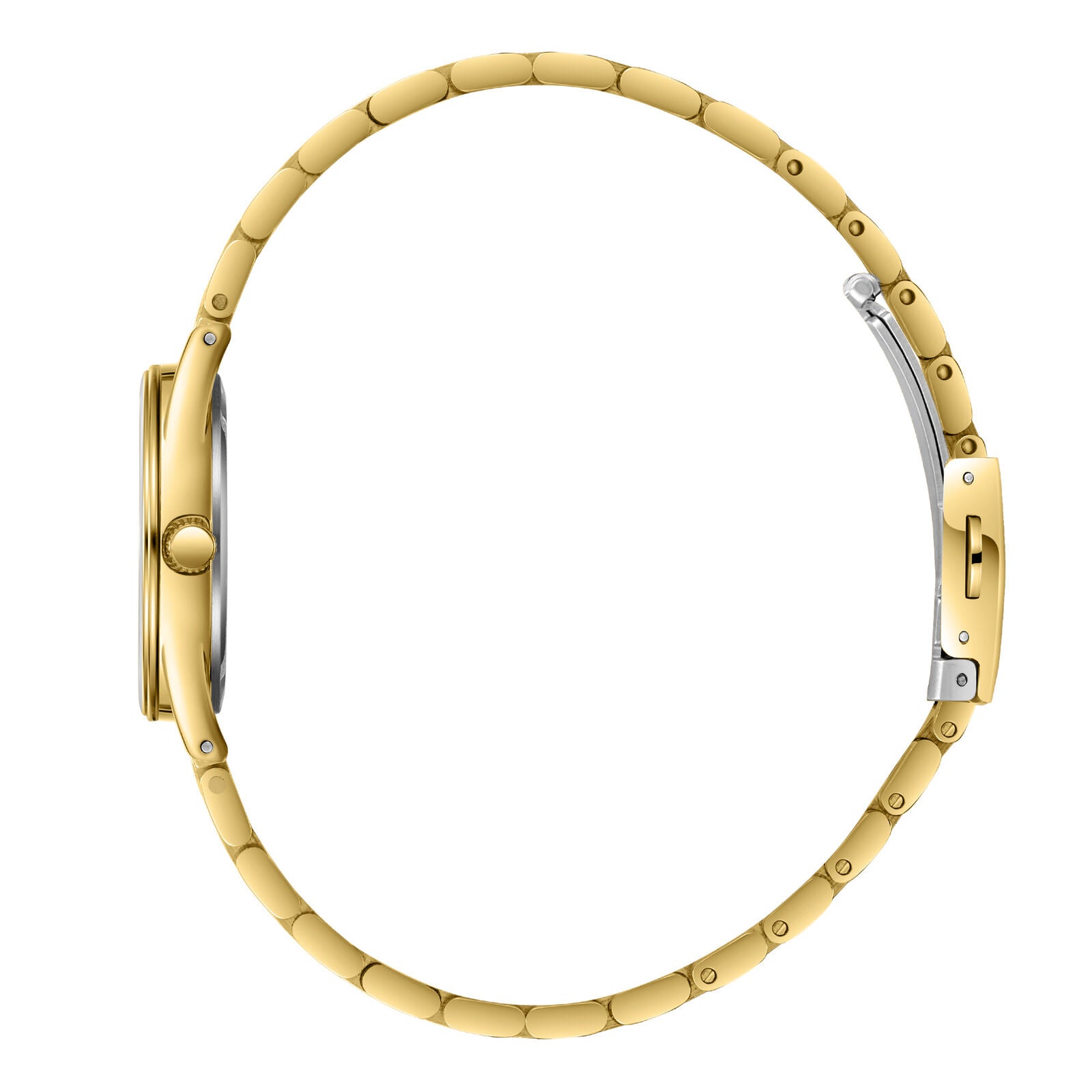 Lee Cooper Nayla gold bracelet and case back detail showing clasp and strap links