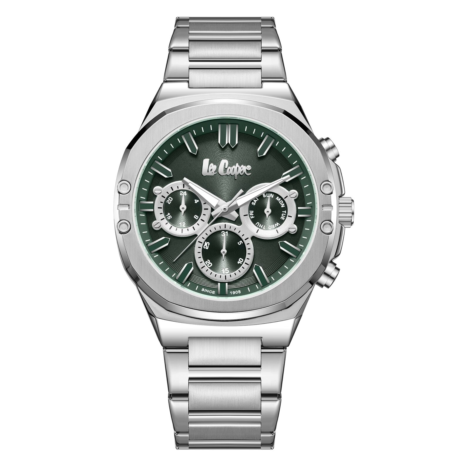 Lee Cooper Multifunction Green Dial Silver Men's Watch - LC07991.370
