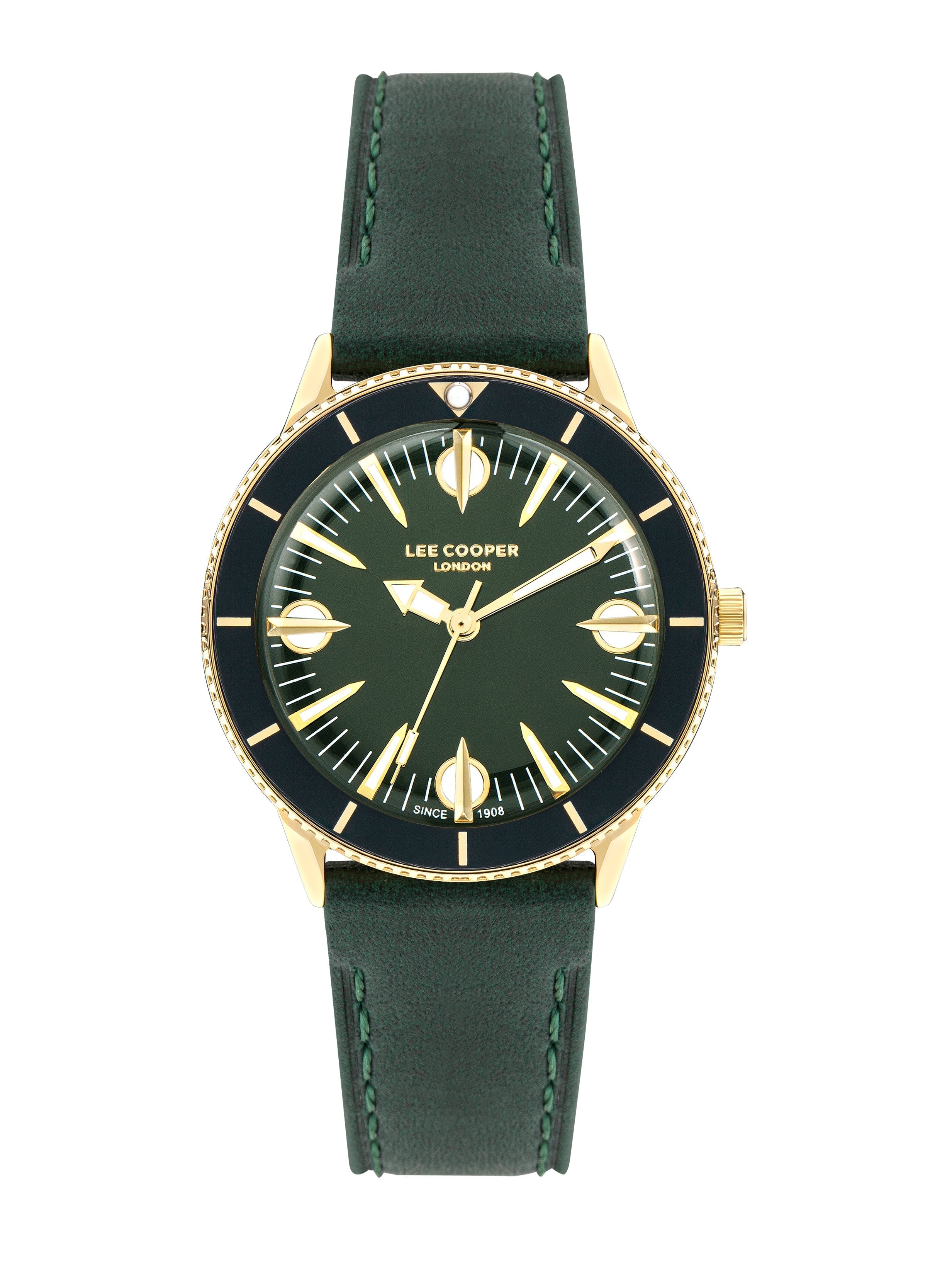Lee Cooper Fashion Green Dial and Genuine Leather Strap Watch – LC07932.177