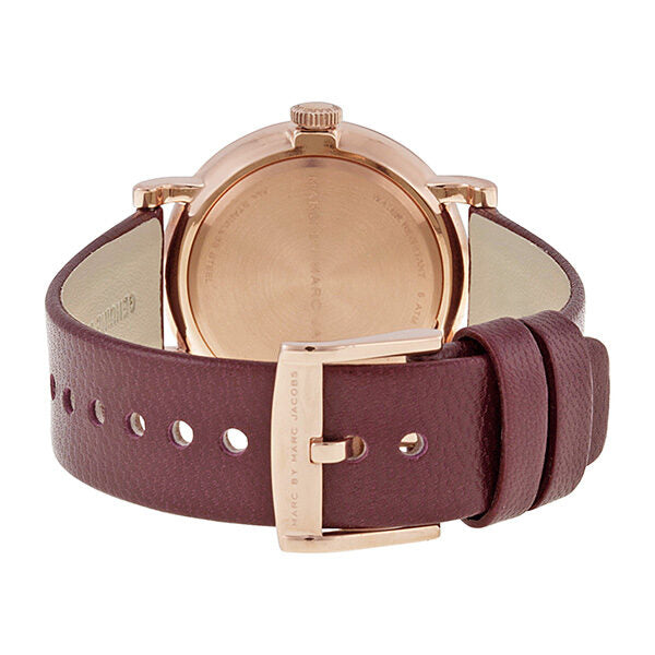 Marc By Marc Jacobs Baker Maroon Dial Rose Gold Tone Leather Watch MBM1267