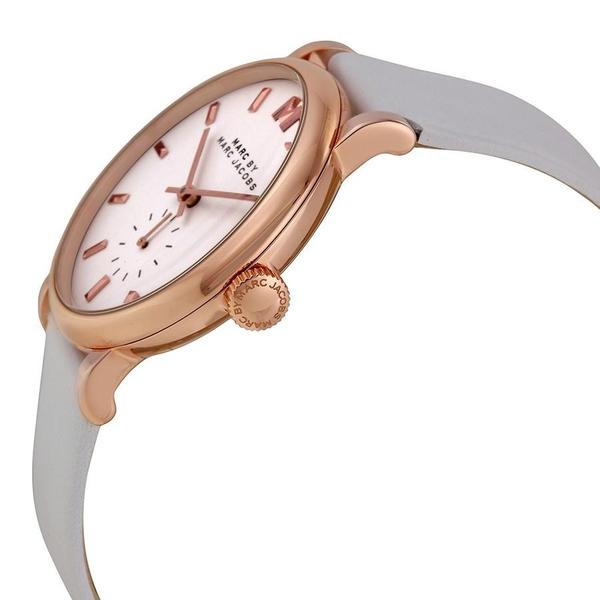 Marc By Marc Jacobs Baker White Leather Gold Rose Tone Watch MBM1283